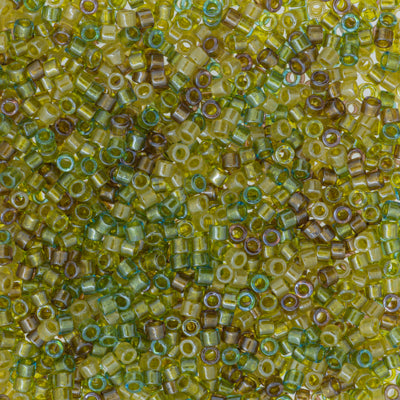 Close-up of small green and brown beads