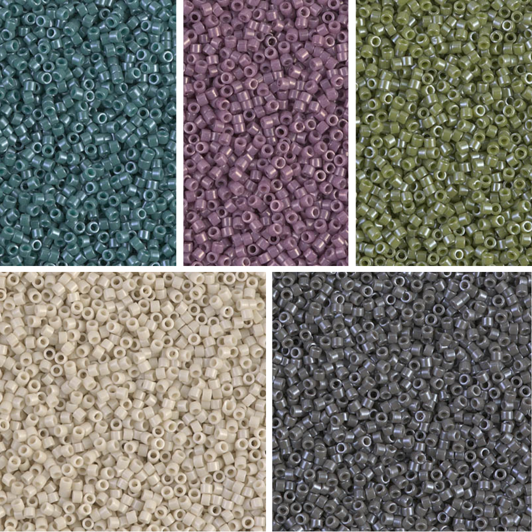 Close up of file colours of Miyuki Delica beads