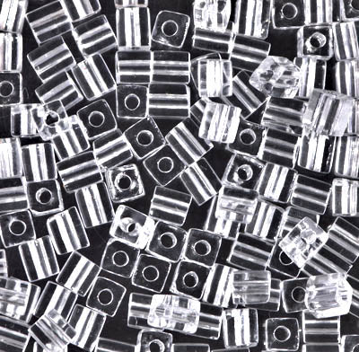 Close up of Miyuki 4mm square beads