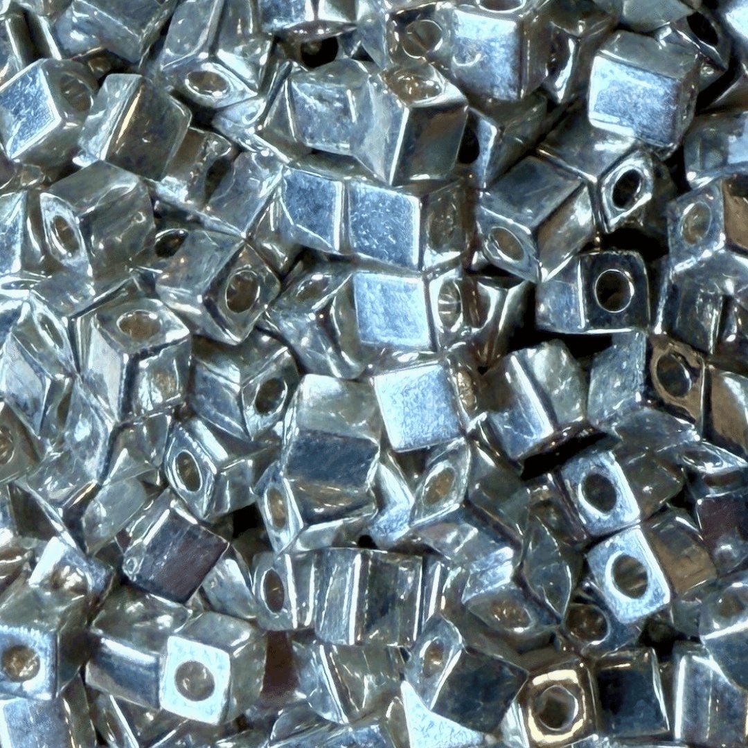 Close up of Miyuki square beads