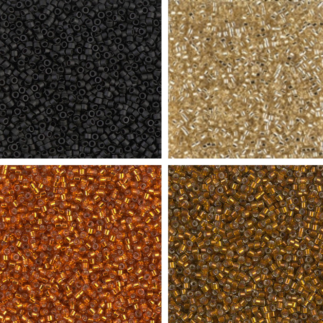 Close up of four colours for beads.