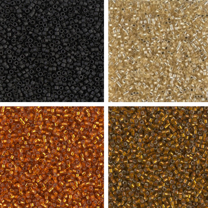 Close up of four colours for beads.
