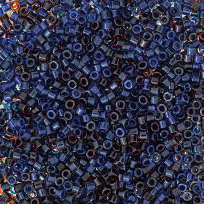 Close-up of small blue beads with a multicolor mix