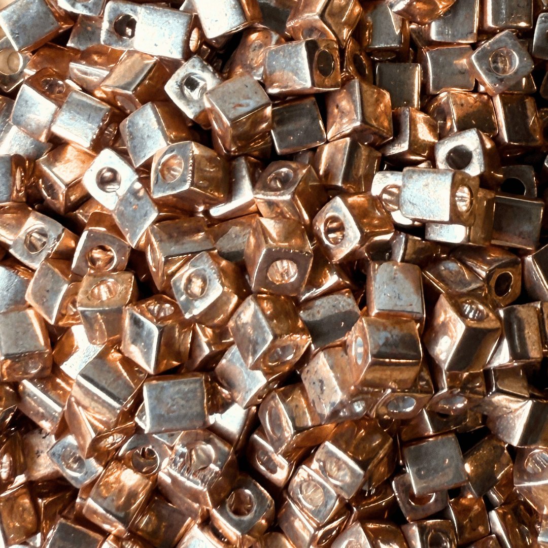 Close up of Miyuki square beads